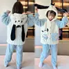 Pijamas jacquard para niños otoño e invierno para niños pijamas de felpa coralina gruesa de dibujos animados para el hogar