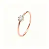 Anillos de Pareja de Acero Inoxidable con Zirconia de Seis Garras, Estilo Lujo Nicho Coreano y Japonés, para Mujer, Banda Simple Lisa, Joyería de Anillo de Diamante de Oro de 18 Quilates