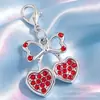 Pingente de cereja requintado cravejado de diamantes, efeito de gota de óleo, chaveiro de fruta realista, acessórios decorativos DIY para bolsas