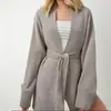 Cardigã de tricô com gola V e cinto, estilo europeu e americano transfronteiriço, novo estilo outono e inverno, casaco feminino elegante, casual, solto e relaxado
