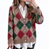 Suéter de Punto Retro con Patrón de Diamantes para Mujer, Cuello en V, Top Estudiante, Chaqueta Adelgazante, Primavera, Otoño, Invierno 2026, Modelo Nuevo