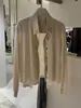 Hongmi Apparel/ Cardigan de Tricô Patchwork de Lã e Linho Estilo Old Money Falso Duas Peças para Mulheres, Top Casual Versátil Elegante