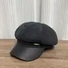 Nuevo sombrero octagonal de otoño estilo americano para mujer con ala de cuero, gorra de pintor que hace que la cara se vea más pequeña, gorra tipo boina versátil de moda