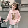 Camiseta de Manga Larga para Niña 2026 Primavera/Otoño Nuevo Estilo Niños Elegante Mediano/Grande Niños Algodón Puro Dibujo Animado Capa Base Top de Moda