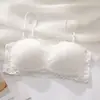 Sujetador de niña fino sin tirantes transpirable espalda hermosa cómodo sin varillas busto pequeño push-up anti-exposición tira fina lencería