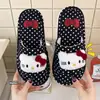 Pantuflas para el hogar de Hello Kitty, diseño de dibujos animados, material de lino, absorbentes, lindas, adecuadas para todas las estaciones, pantuflas antideslizantes para interiores para uso en casa
