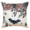 Festival de los Fantasmas calavera rosa flor letra estampado cojín almohada fabricantes al por mayor en stock funda de almohada de Halloween