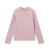Camiseta Gola Alta Redonda Pudding Haru Girls 2025 Outono e Inverno Nova Cor Lisa Versátil Infantil Gola Alta Meia Manga Camiseta Básica