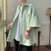 Camisa de color liso para hombre, estilo coreano, de moda de verano, nueva camisa de manga corta, holgada, de talla grande, fina, deportiva, chaqueta