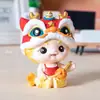 Decoração de Bolo Leão Dançante Dragão Bebê Bordado Estilo Chinês Padrão de Nuvem Menino Menina Topper de Decoração para Primeiro Aniversário