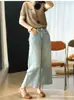 Jeans Cropped Casual e Estiloso de Liocel, Cintura Alta, Emagrecimento, Calças Largas de Perna Reta Soltas para Mulheres, Novidade para o Verão