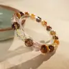 Pulsera de Cristal con Perlas de Cristal Natural Optimizada Pulsera Versátil de Nicho Joyería de Moda de Lujo Ligero Venta al por Mayor para Mujeres