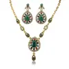 Conjunto de colar e brincos de estilo retrô europeu e americano da moda, joias de pedra semipreciosa natural em forma de gota, joias por atacado