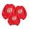 Roupas atacado para crianças e pais e filhos, coleção outono e inverno, moletons com forro de fleece, roupas festivas vermelhas de Ano Novo para um Dia de Ano Novo feliz e alegre