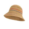 Sombrero de Sol de Verano con Protección Solar, Versátil, Sombrero de Pescador de Punto Hueco Transpirable Rayado para Adelgazar el Rostro de Mujer