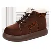 Botas de Nieve de Algodón de Invierno para Mujer con Estampado de Leopardo y Bloques de Color, Caña Alta, Engrosadas, Cálidas, Botines Cortos Antideslizantes, que Aumentan la Altura, de Algodón Modernas