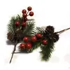 Decorações de Natal Transfronteiriças, Acessórios para Buquês, Flocos de Neve, Frutos de Azevinho, Pinhas Plásticas Artificiais, Combinação de Conjunto de Galhos Pequenos