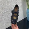 Sapatos Mary Jane planos femininos estilo retrô francês, modelo novo de outono da moda com tiras cruzadas elegantes e solas macias