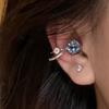 Ear Cuff Lineal con Pedrería Azul Zoozmini para Mujer, Diseño de Nicho, Clip para Oreja sin Perforación, Accesorio de Oreja Único y de Moda
