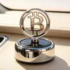 Perfume para Coche con Energía Solar, Adorno Giratorio de Moneda de Oro, Fragancia para Coche de Larga Duración, Decoración Interior de Coche Bitcoin, Tablero
