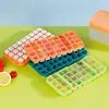 Forma de Gelo Bandeja de Gelo Congelamento de Cubos de Gelo Caixa de Gelo Doméstica com Tampa Caixa de Armazenamento de Gelo Tipo Empurrar Bandeja de Gelo de Silicone para Alimentos
