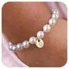 Amazon Transfronterizo Nuevo Colgante de Moneda de 26 Letras Pulsera de Perlas de Imitación con Cuentas Joyería Personalizada Regalo de Vacaciones