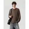 Novedad Otoño/Invierno 2026 Ropa Interior Básica para Hombre Estilo Japonés Diseño Sencillo Camiseta de Manga Larga con Diseño de Escote Artístico Top Cómodo