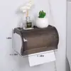 Caja de pañuelos para baño sin taladro, portarrollos de papel higiénico de plástico impermeable, dispensador de papel en rollo, caja de pañuelos de pared para uso doméstico