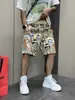Shorts Masculino de Verão Finos da Moda Marca de Luxo Estampados Tendência Outdoor Street Hip-Hop Casual Calça de Cinco Pontos Reta