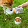 Garrafa de Água Portátil 3 em 1 para Cachorro com Recipiente de Comida, 550ml Dispensador de Água à Prova de Vazamento para Pets em Viagem com Tigela de Beber, Plástico de Grau Alimentício Alimentador de Água para Pets para Cães Gatos Caminhada ao Ar Livre Trilhas (Amarelo)