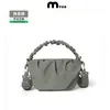Bolso cesta pequeño tipo burbuja con pliegues y volantes con impresión de logo personalizado, bolso de hombro impermeable de nailon para mujer, casual