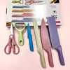 Juego de Cuchillos de Cocina de Acero Inoxidable Cuchillo de Chef de Acero Inoxidable Cuchillo para Frutas Tijeras Pelador Cuchillos para el Hogar