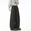 Pantalones grises oscuros para hombre, pantalones de traje holgados de pierna recta con caída para otoño, pantalones casuales de pierna ancha estilo juvenil
