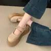 Pantuflas Birkenstock Retro Bordadas de Suela Gruesa para Mujer, Nuevas Zapatillas de Media Pantufla Cerradas Estilo Mary Jane de Moda Veraniega