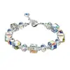 Pulseira Cristal Pedra de Transferência Popular Quadrada Transfronteiriça Moda Feminina Joias Elegantes Pulseira Cor Aurora AB Atacado