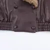 Ropa de mujer al por mayor transfronteriza 2026 otoño nueva tendencia de moda estilo callejero chaqueta de cuero sintético con cuello de pelo desmontable