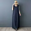 Vestido Simples de Verão 2026 Gola Redonda Sem Mangas Tamanho Grande Comprimento até o Chão Roupa Feminina de Comércio Exterior Gaze de Algodão Dupla Camada Respirável