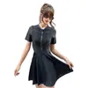 Maiô Plus Size Feminino para Menina Cheinha Modelador Corporal Cobertura da Barriga Conservador com Zíper Manga Curta Esportivo para Fonte Termal
