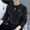 Moletom masculino, novo modelo primavera e outono, gola redonda, corte solto, espessado, blusa sem capuz, jaqueta masculina de manga comprida, versátil