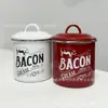 Jarra de Esmalte para Manteca Transfronteriza con Tapa, Tarro Antiguo para Almacenar Manteca, Recipiente para Almacenar Manteca, Tarro de Esmalte para Almacenar Manteca, Condimento