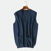 Outono e Inverno Masculino Novo V-neck 100 Pure Cashmere Cardigan All-match Business Vest Warm Vest para o pai