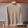 Nuevo Suéter de Cachemira para Hombre de Importación Cuello Alto Color Sólido Manga Larga Otoño Invierno Capa Base Cálida Tejido de Punto Estilo Casual de Negocios de Lujo Ligero