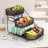 Prato de Frutas, Chá para Sala de Estar, Prato de Frutas Doméstico, Cesta de Armazenamento de Frutas em Múltiplas Camadas, Prato de Exibição de Lanches, Rack de Armazenamento de Luxo Leve