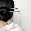 Horquilla de Bambú de Jade Estilo Antiguo, Simple y Elegante, Accesorios para el Cabello Cheongsam Dinastía Han, Nueva Horquilla Chinoiserie Personalización en la Parte Posterior de la Cabeza