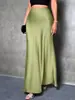 2026 Amazon Europeu e Americano Transfronteiriço Moda Feminina Elegante Cintura Alta Feminina Cor Sólida Extra Longo Cetim Cauda de Peixe Saia Outono e Inverno