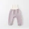 Calças Quentes para Bebê para Primavera e Outono, Cintura Alta, Proteção da Barriga, Não Precisa Tirar, Algodão Puro para Recém-Nascido, Calças Grossas de Outono Classe A, Leggings