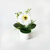 Planta Mini Girasol Nueva en Maceta con Tacto Realista, Crisantemo Artificial Pequeño Bonsái Decoración de Maceta Artificial para Escritorio