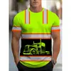 Roupas de Trabalho Casuais e Confortáveis com Impressão 3D de Caminhoneiro Popular Transfronteiriço, Camiseta de Manga Curta com Gola Redonda, Poliéster Respirável