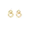 Brincos Geométricos Tendência Estilo Influenciador com Concha Triturada e Zircônia, com Toque de Luxo, Fashion, Exquisitos, Versáteis e Estilosos
