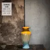 Jarrón de Cerámica Retro Estilo Chino Nuevo de Jingdezhen con Esmalte Degradado para Sala de Estar, Casa de Huéspedes, Entrada Decoración de Arreglo Floral